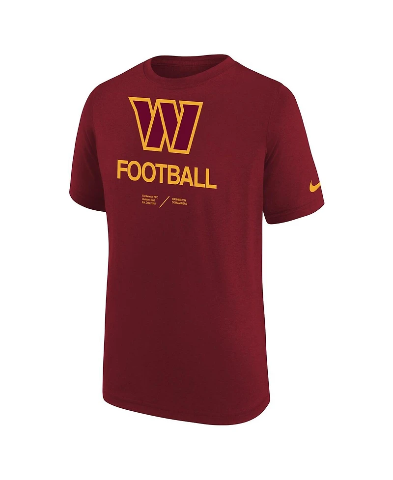 Big Boys Nike Burgundy Washington Commanders Sideline Legend Performance T-shirt