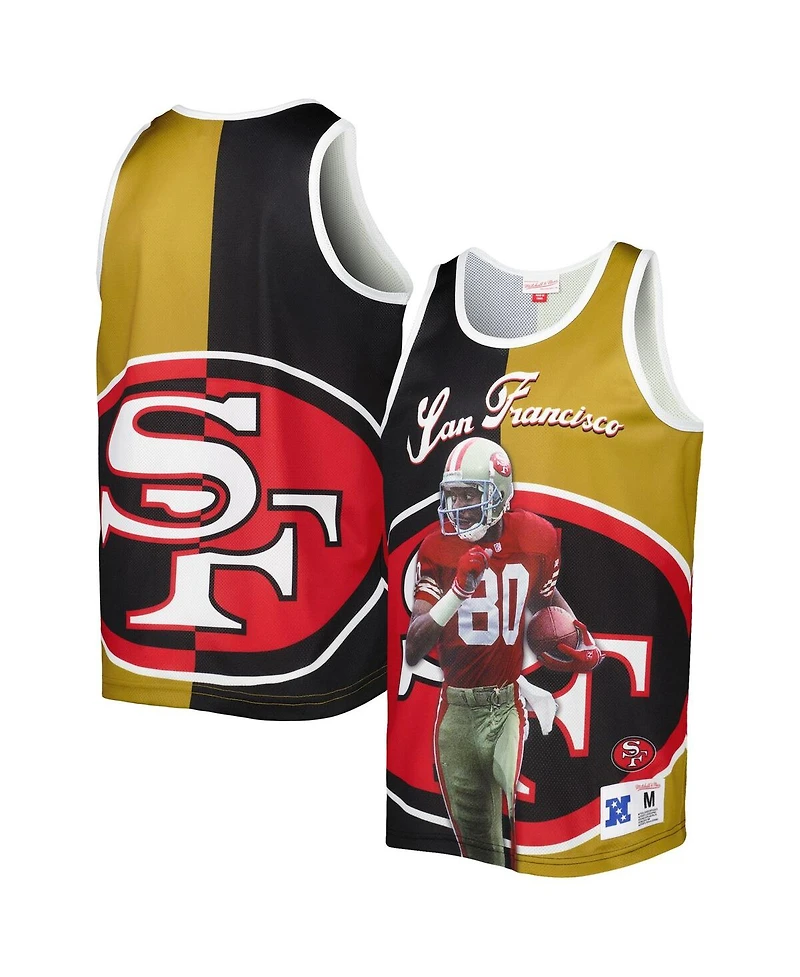 Men's Mitchell & Ness Jerry Rice Black, Gold San Francisco 49ers Retired Player Graphic Tank Top