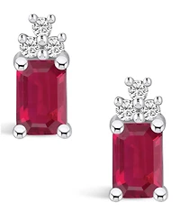 Macy's Ruby (1-3/8 Ct. t.w.) and Diamond (1/10 Ct. t.w.) Stud Earrings