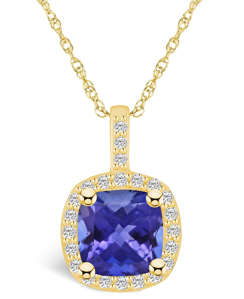 Macy's Tanzanite (-1/ Ct. t.w.) and Diamond (1/4 Halo Pendant Necklace