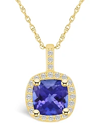 Macy's Tanzanite (-1/ Ct. t.w.) and Diamond (1/4 Halo Pendant Necklace