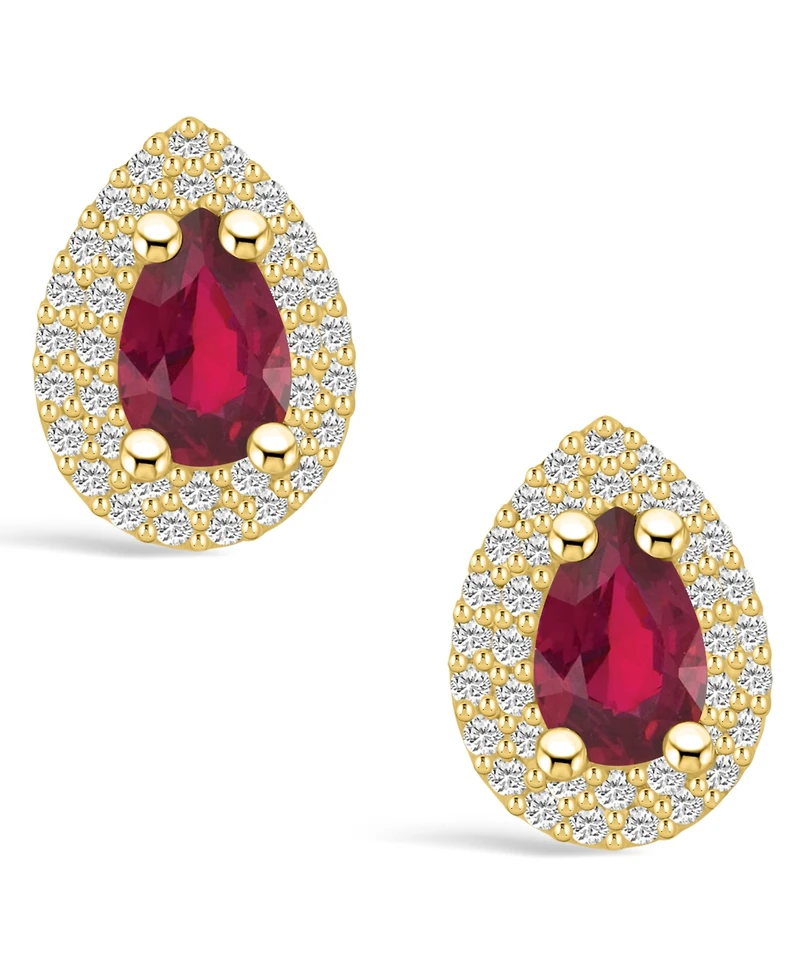Macy's Ruby (1 Ct. t.w.) and Diamond (3/8 Halo Stud Earrings