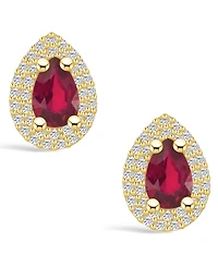 Macy's Ruby (1 Ct. t.w.) and Diamond (3/8 Halo Stud Earrings