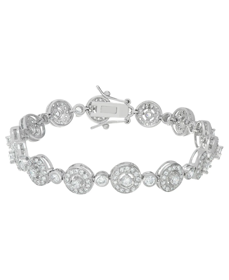 Macy's Fine Silver Plated Cubic Zirconia Circle Link Bracelet
