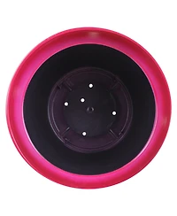 Garden Elements Glazed Brushed Happy Large Plastic Planter Bright Pink 15 Inch