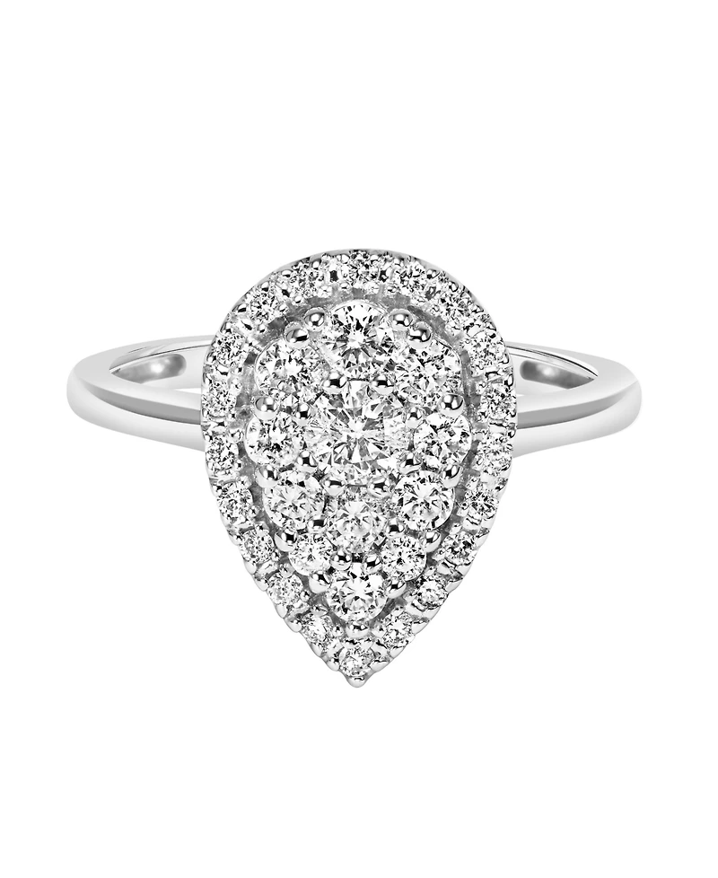 Diamond Pear Cluster Engagement Ring (3/4 ct. t.w.) in 14k White Gold