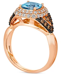 Le Vian Sea Blue Aquamarine (1-1/4 ct. t.w.) & Diamond (3/4 ct. t.w.) Halo Ring in 14k Rose Gold