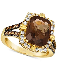 Le Vian Chocolate Quartz (4 ct. t.w.) & Diamond (5/8 ct. t.w.) Halo Ring in 14k Gold