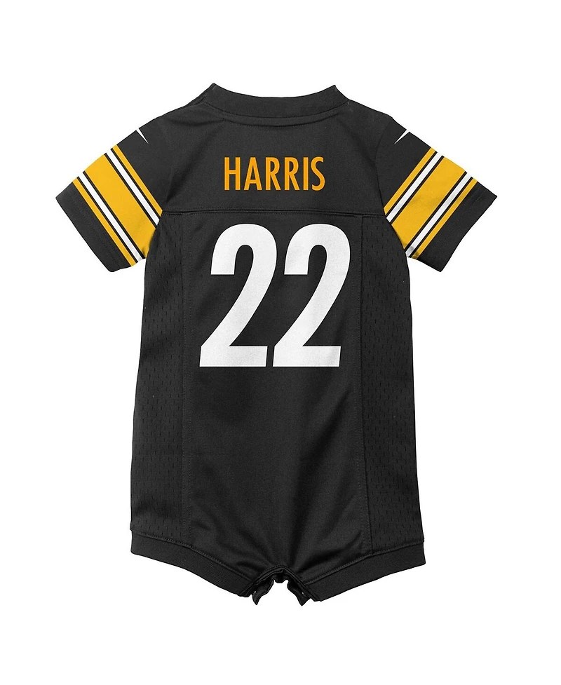 Boys and Girls Newborn and Infant Nike Najee Harris Black Pittsburgh Steelers Game Romper Jersey