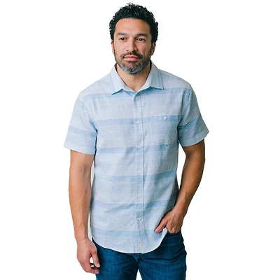 Hope & Henry Mens' Linen Short Sleeve Button Down Shirt