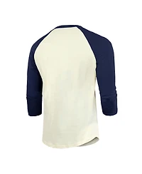 Men's Majestic Threads Cream, Navy Houston Astros 2022 American League Champions Yearbook Tri-Blend 3/4 Raglan Sleeve T-shirt