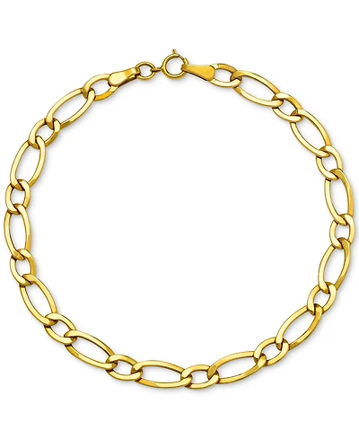 Figaro Polished Link Chain Bracelet in 10k Gold