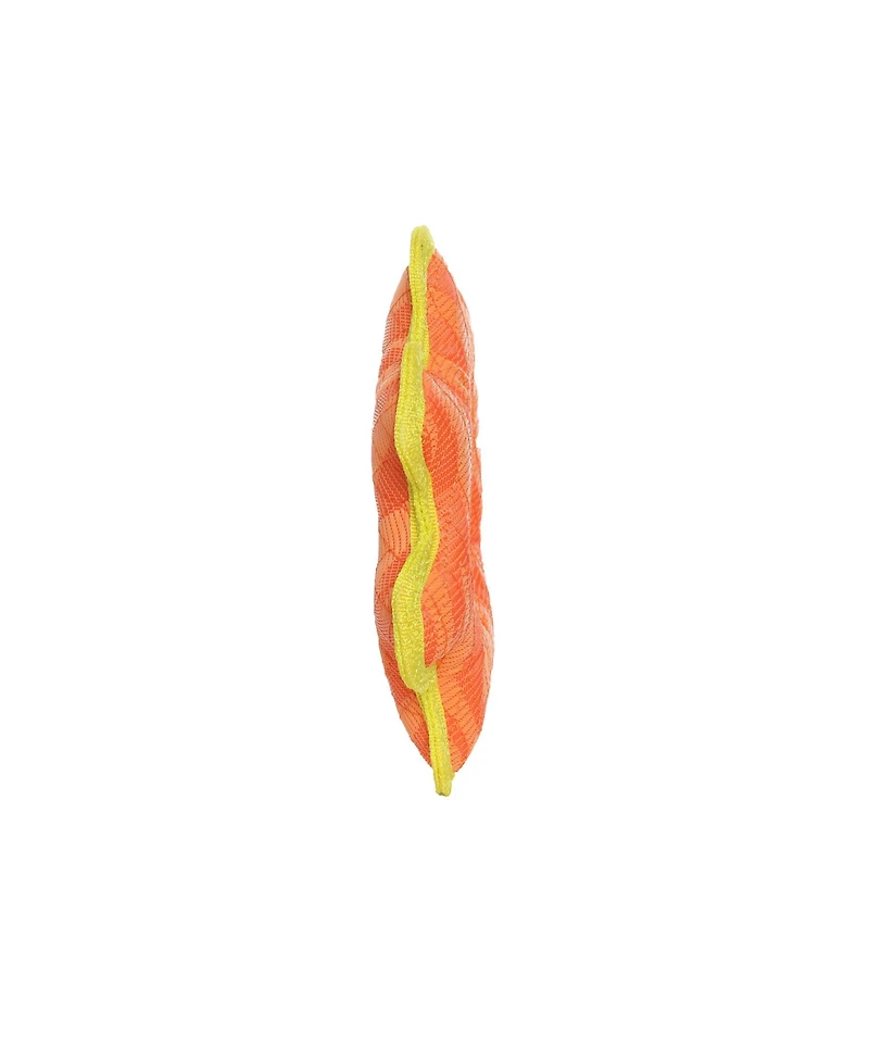 DuraForce Med Gear Ring Tiger Orange-Yellow, Durable Plush Squeaky Dog Toy