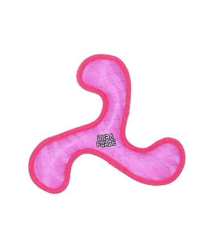DuraForce Boomerang Tiger Pink-Pink, Durable Plush Squeaky Dog Toy