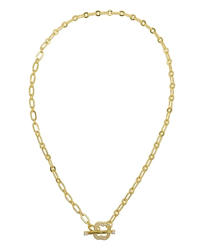 Adornia Plated Crystal Clover Toggle Necklace
