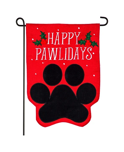 Evergreen Happy Pawlidays Garden Burlap Flag
