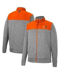 Men's Colosseum Gray, Orange Miami Hurricanes Putter Herringbone Full-Zip Jacket