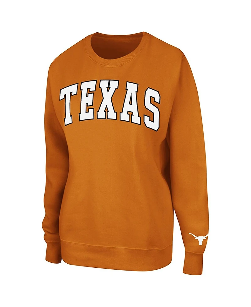Women's Colosseum Texas Orange Longhorns Campanile Pullover Sweatshirt