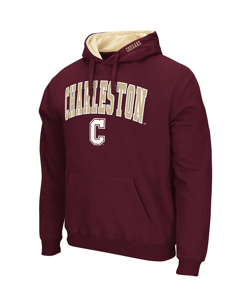 Men's Colosseum Maroon Charleston Cougars Arch & Logo Pullover Hoodie