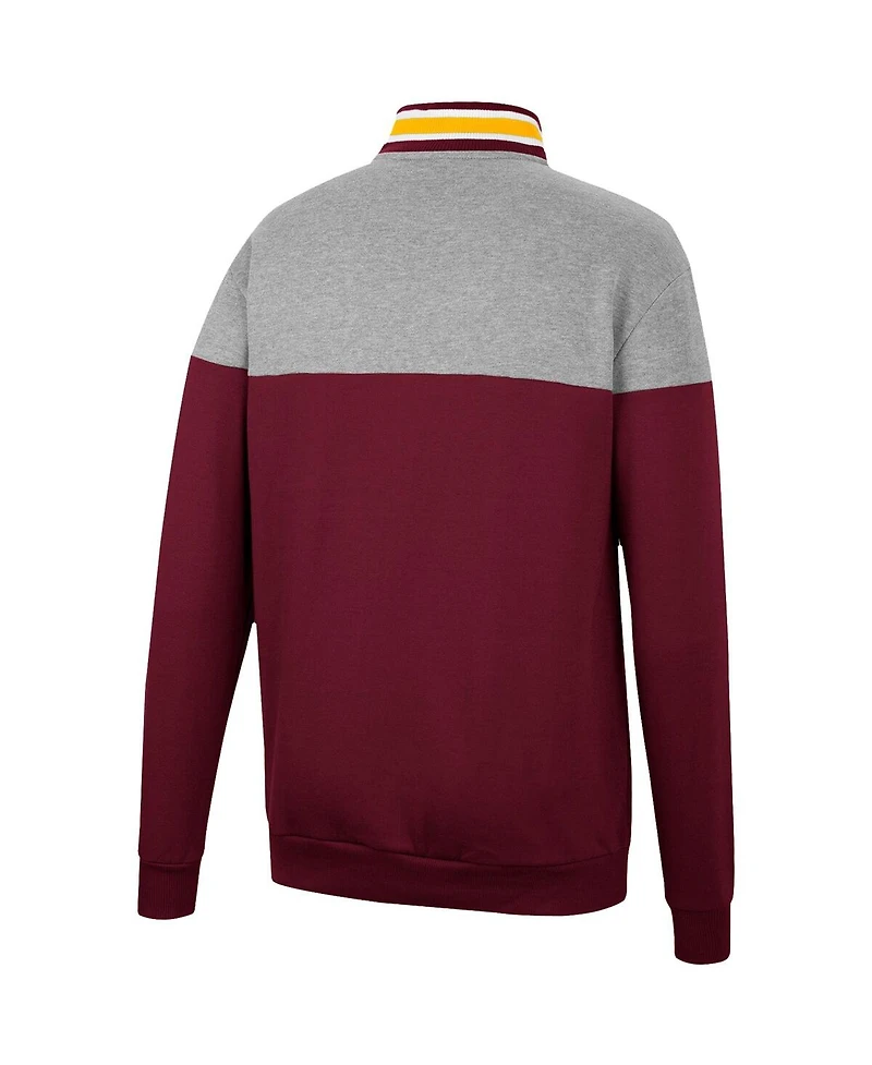 Men's Colosseum Maroon, Heather Gray Minnesota Golden Gophers Be the Ball Quarter-Zip Top