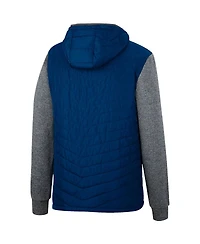 Men's Colosseum Navy West Virginia Mountaineers Course Herringbone Full-Zip Hoodie