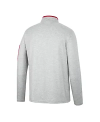 Men's Colosseum Heathered Gray, Red Wisconsin Badgers Country Club Windshirt Quarter-Zip Jacket