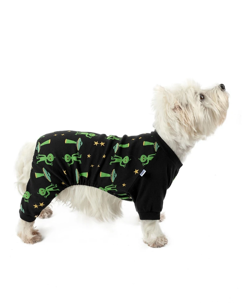 Leveret Dog Cotton Pajamas, Alien Print, Matching Family Halloween Pajamas