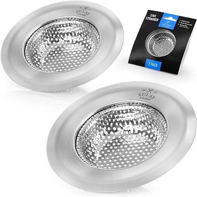Wide Rim 4.5” Diameter Stainless Steel Sink Strainer (2 Pack)