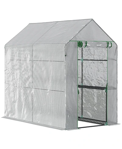 Outsunny 47" x 73" x 75" Walk-In Portable Garden house with Shelves,