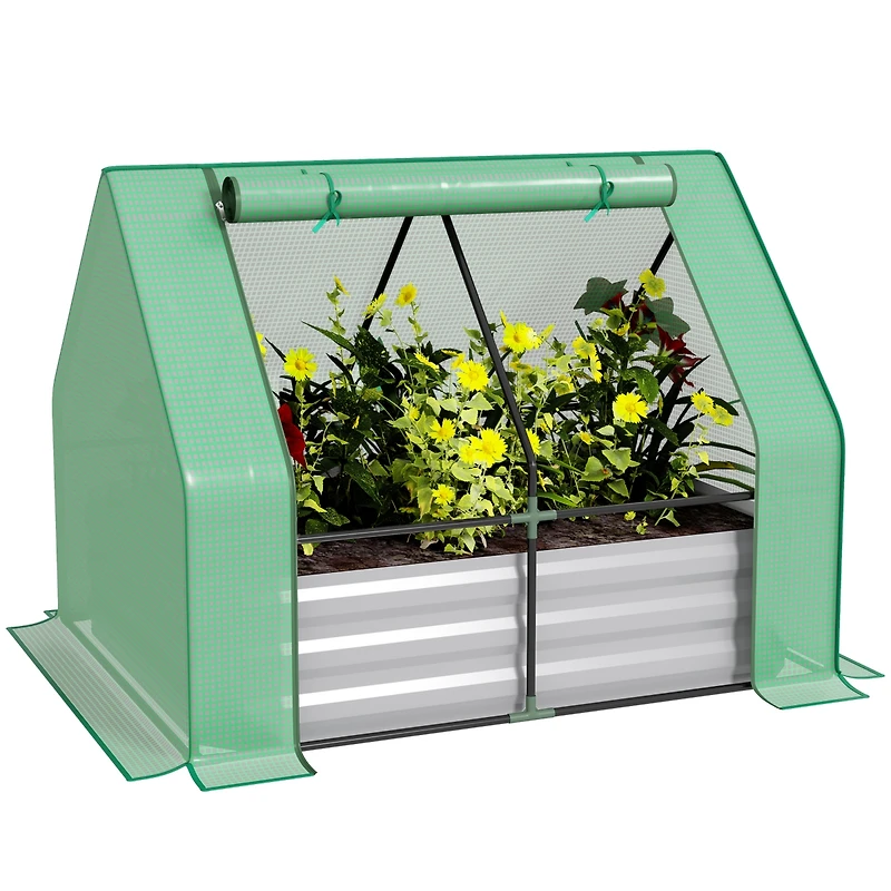 Outsunny Raised Garden Bed with Cover, Mini house,