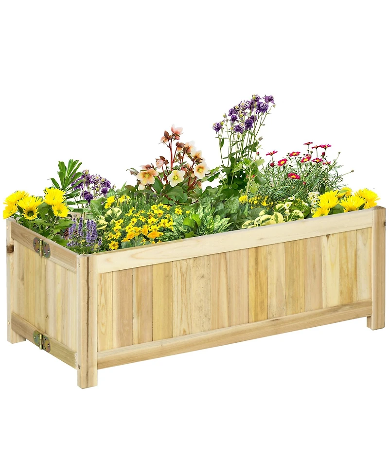 28''x12'' Foldable Raised Garden Bed Wood Planter Flower Planting Box