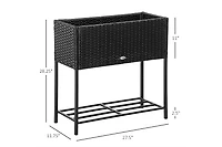 Pe Rattan Outdoor Raised Flower Garden Planter Bed w/ Shelf, Brown