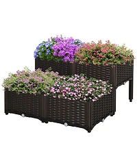 Outsunny 4-piece Raised Flower Bed Vegetable Herb Planter Lightweight