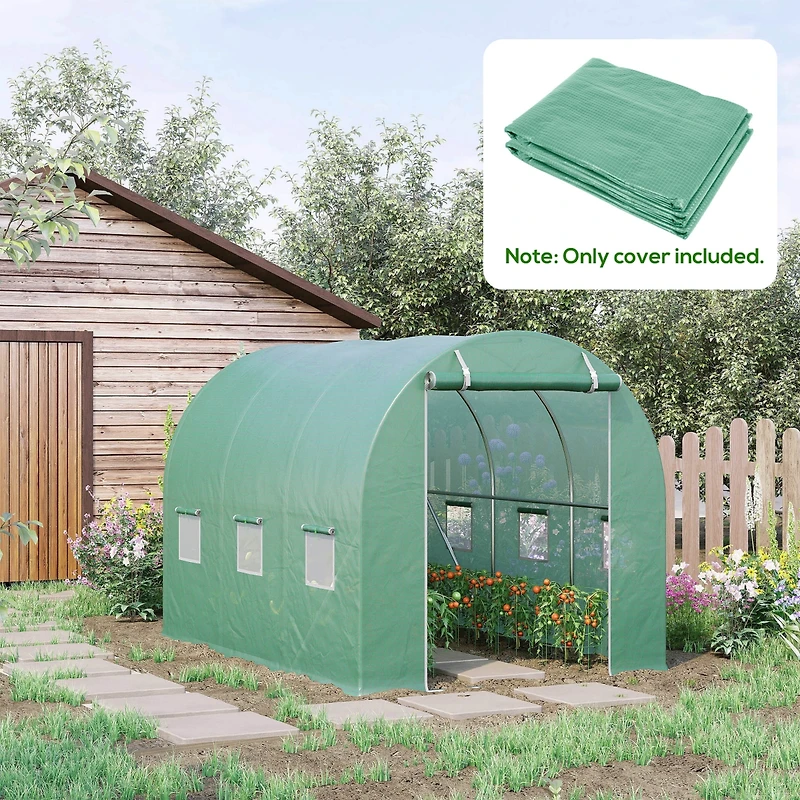 Outsunny Additional Hot House / Plant Nursery Cover & Tarp w/ Zipper Door Green