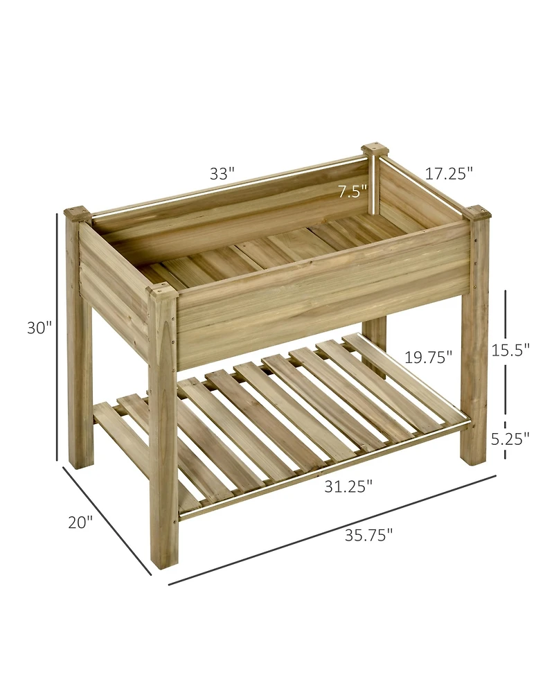 Raised Garden Bed Wooden Planter Box with Legs and Storage Shelf