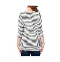 Indigo Poppy Maternity 3/4 Sleeve Black and White Stripe Top