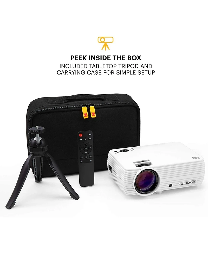 Kodak Flik X4 Portable Projector, 480p Home projector with Carry Case