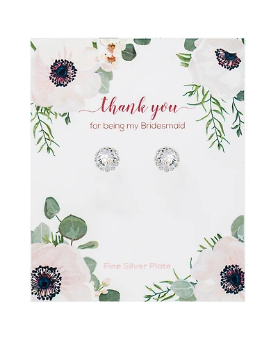 Macy's Round Crystal Stud Earrings (1 ct. t.w.) in Fine Silver Plated Brass
