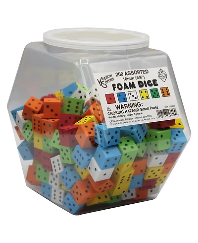 Koplow Games Foam Dice 16mm Assorted, Tub of 200