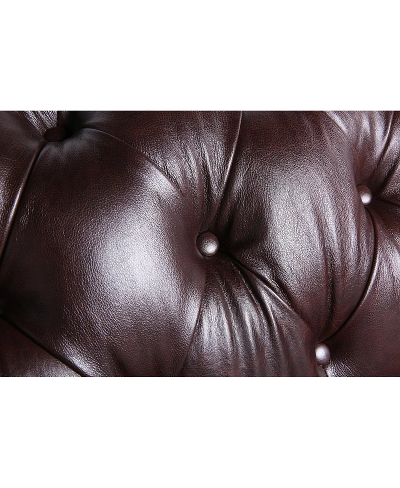 Alexandon Leather Chesterfield Tufted Sofa with Roll Arm
