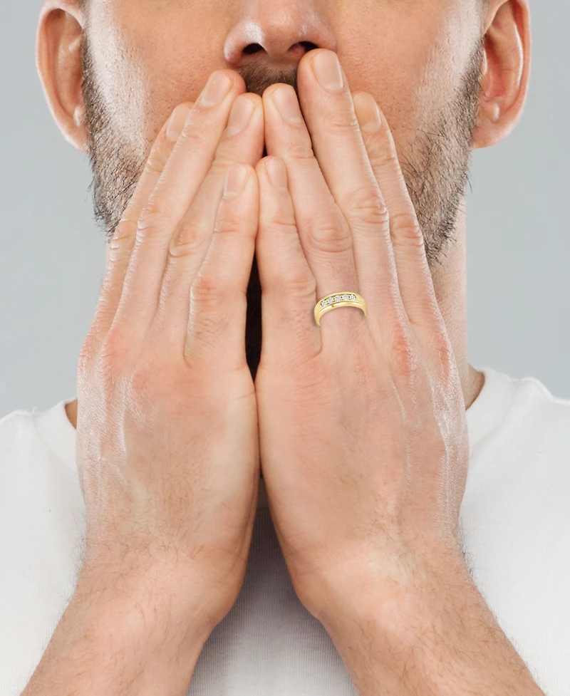 Effy Men's Diamond Ring (1/6 ct. t.w.) Sterling Silver (Also available 14k Gold-Plated Silver)