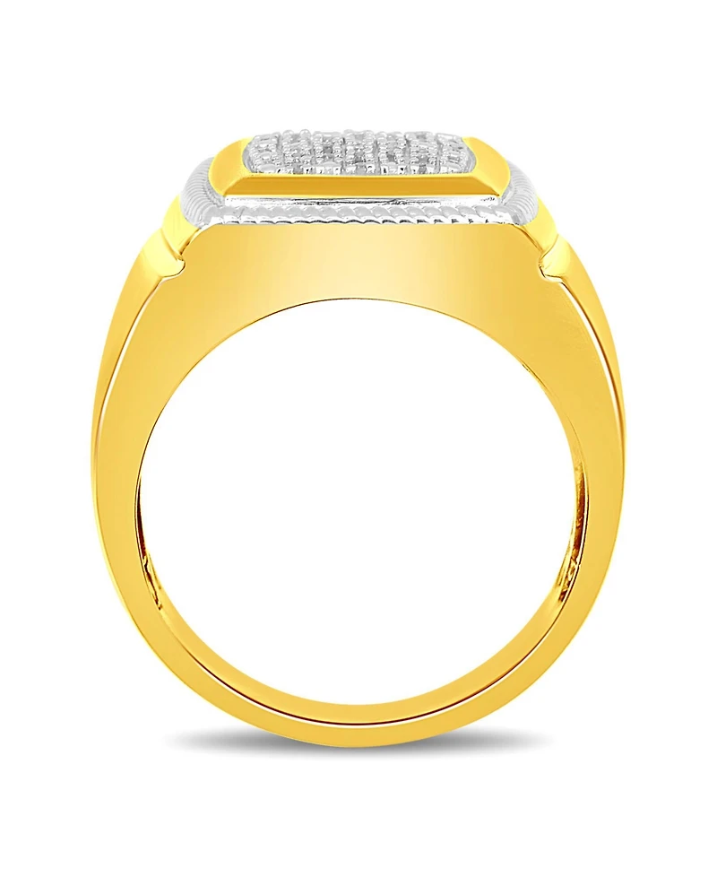 Men's Diamond Cluster Style Ring (1/10 ct. t.w.) in 18k Gold-Plated Sterling Silver