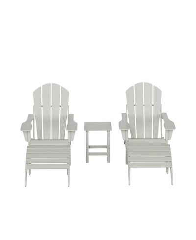 WestinTrends 5 Piece Outdoor Adirondack Folding Chair with Ottoman Side Table Set