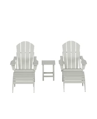 WestinTrends 5 Piece Outdoor Adirondack Folding Chair with Ottoman Side Table Set