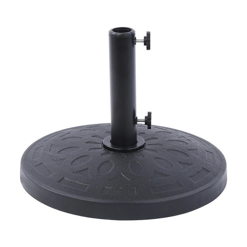 9 Ft Outdoor Patio Market Umbrella with Decorative Round Resin Base