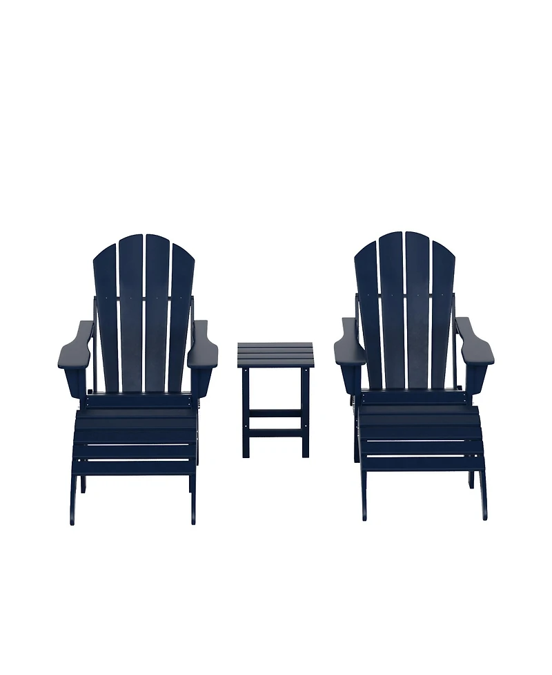 WestinTrends 5 Piece Outdoor Adirondack Folding Chair with Ottoman Side Table Set