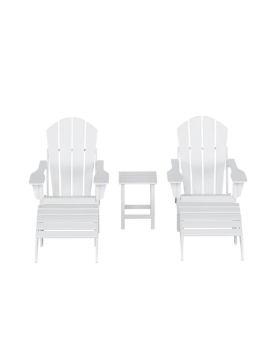 WestinTrends 5 Piece Outdoor Adirondack Folding Chair with Ottoman Side Table Set