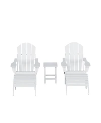 WestinTrends 5 Piece Outdoor Adirondack Folding Chair with Ottoman Side Table Set