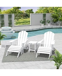 WestinTrends 5 Piece Outdoor Adirondack Folding Chair with Ottoman Side Table Set