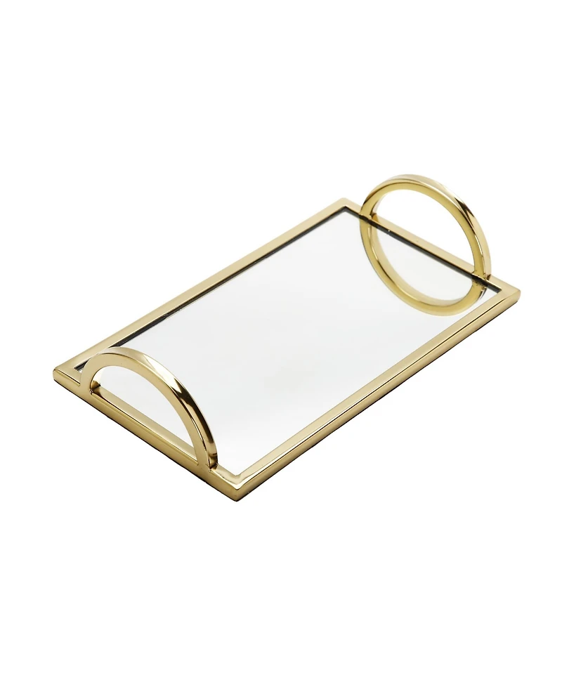 Classic Touch Rectangular Mirror Tray with Handles